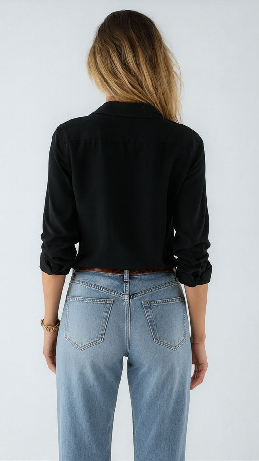 Maren | Women’s Classic Black Button-Up Shirt