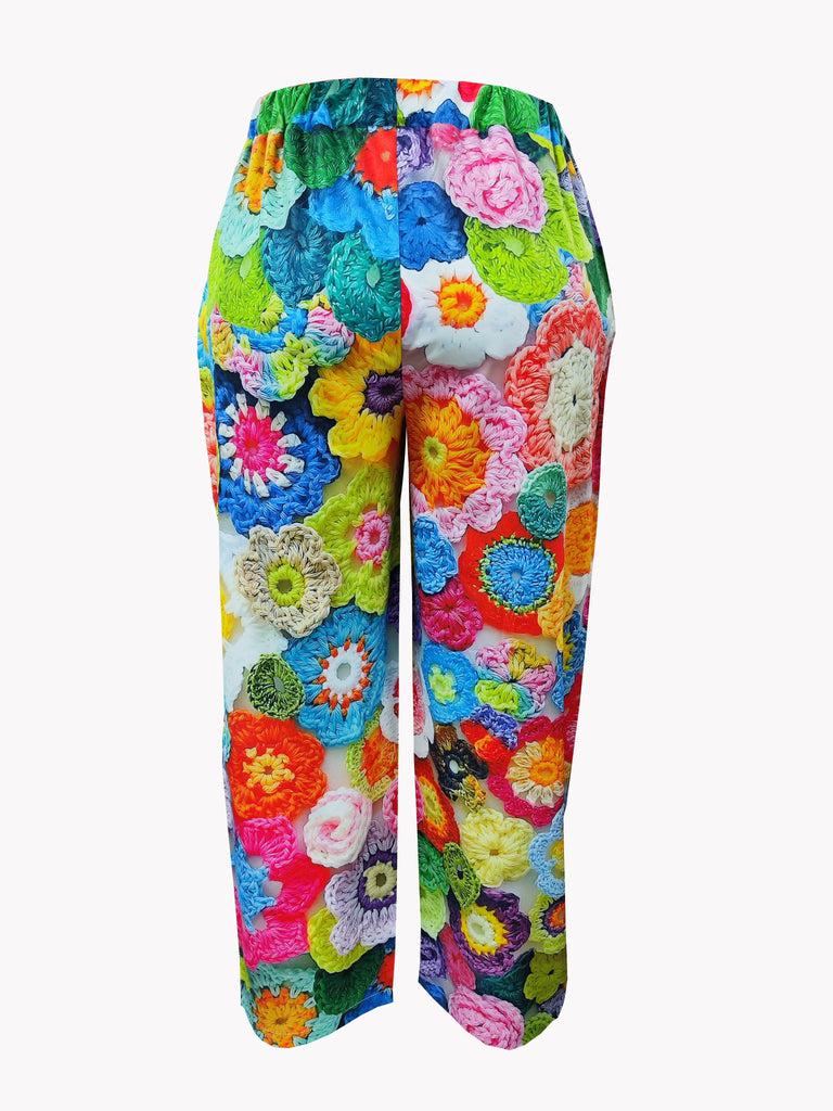 Attractive Floral Print Side Pocket Pants