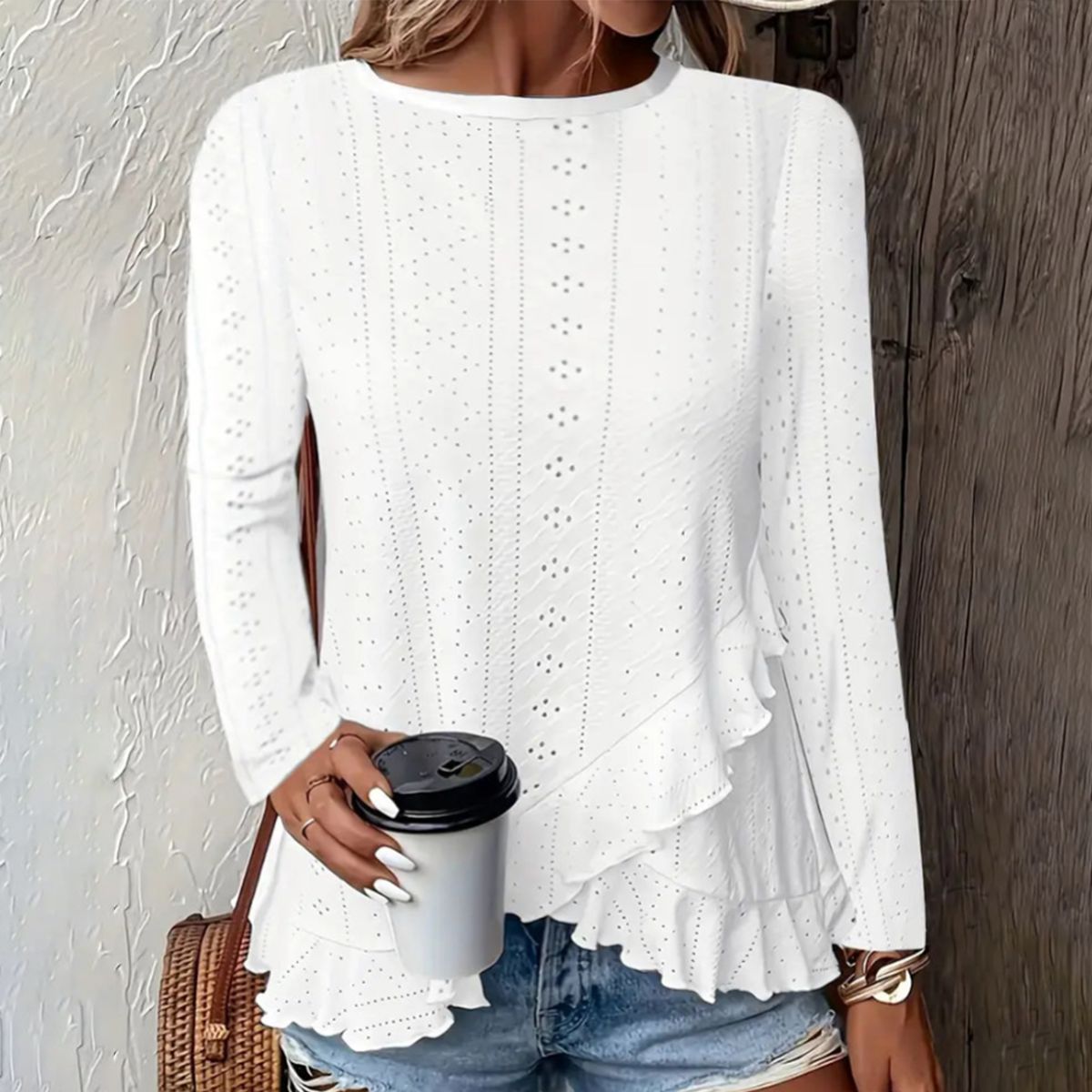 White Round Neck Plain Top