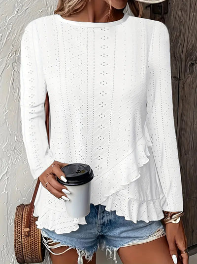 White Round Neck Plain Top