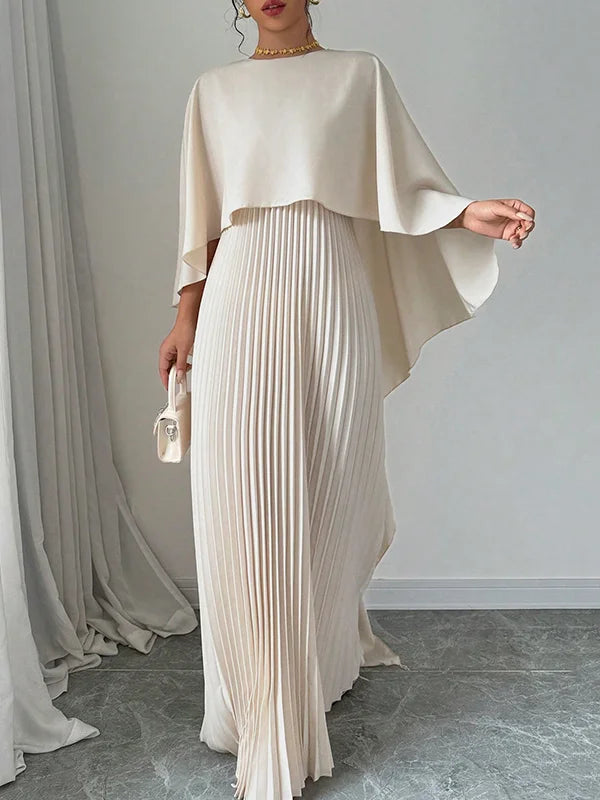 Celine™ | Pleated Cape Maxi Dress