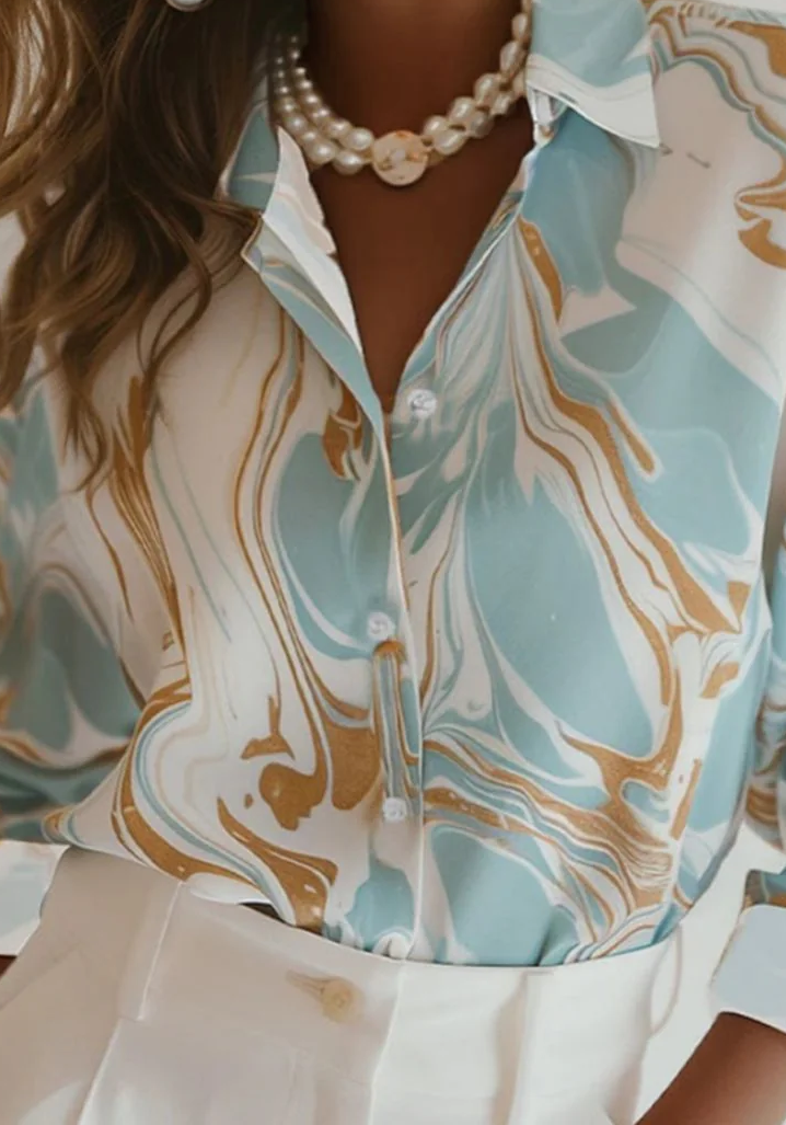 Chic Blue Long Sleeve Shirt