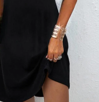 Cool Black Plain Strap Mini Dress