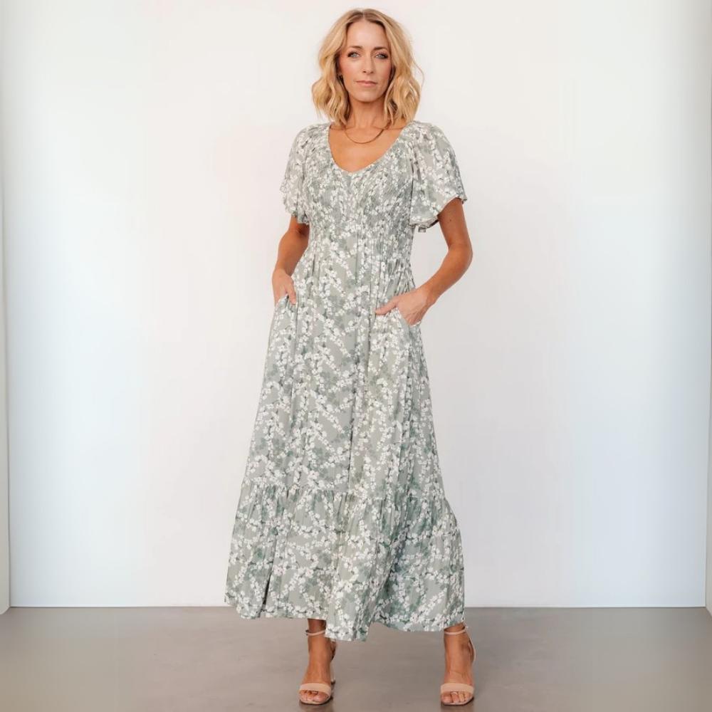 Popular Short Sleeve V-Neck Maxi Dress