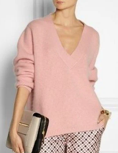 Pink Side Pocket V-Neck Two Piece Set