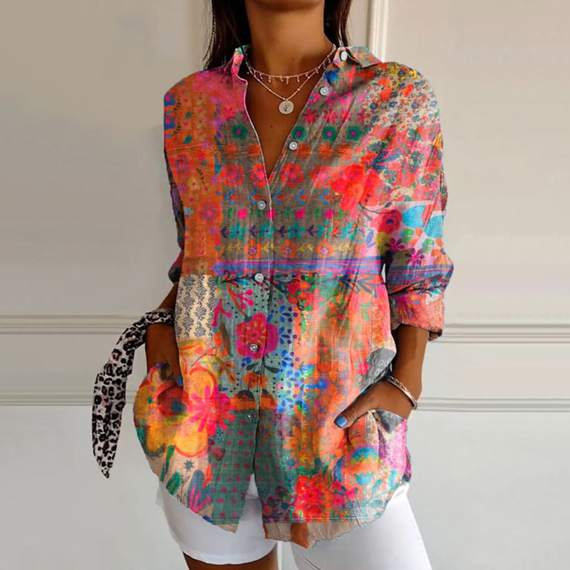 Joan™ - Vintage Floral Print Blouse