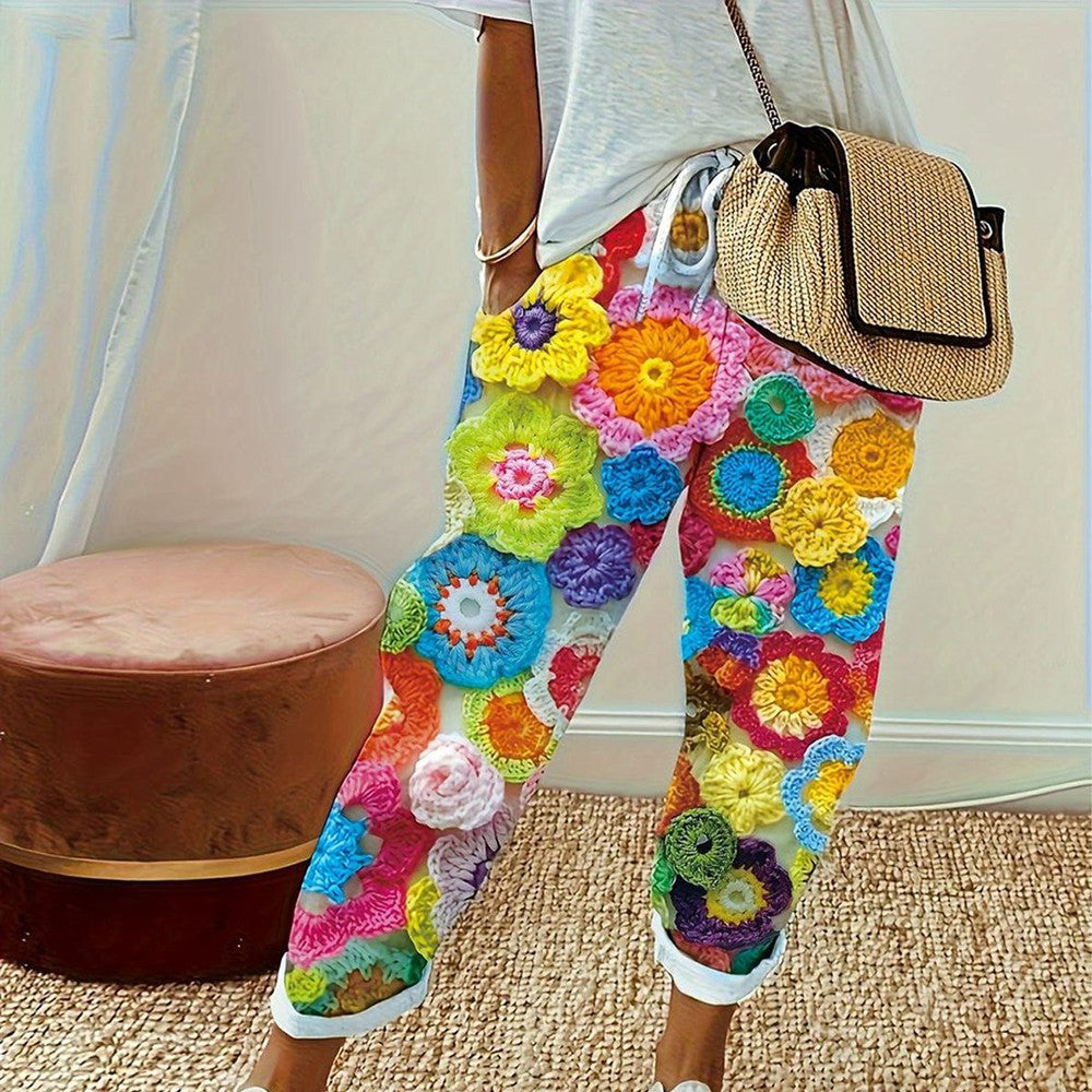 Attractive Floral Print Side Pocket Pants