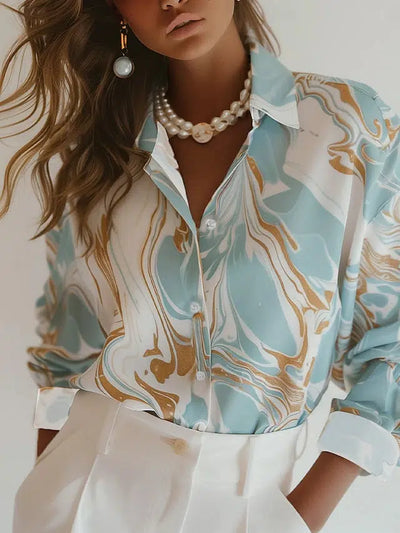 Chic Blue Long Sleeve Shirt