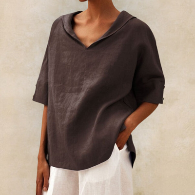 Renee™ - Women's V-Neck Casual Linen Shirt