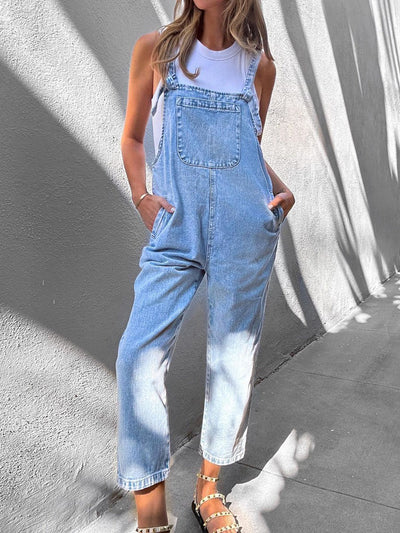 Breezy Plain Blue Strap Jumpsuit