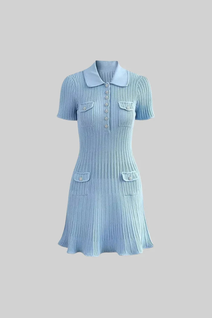 Nia™ | Baby Blue Short Sleeve Hourglass Dress