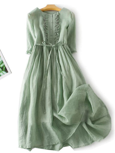 Youthful Green Plain Short Sleeve Mini Dress