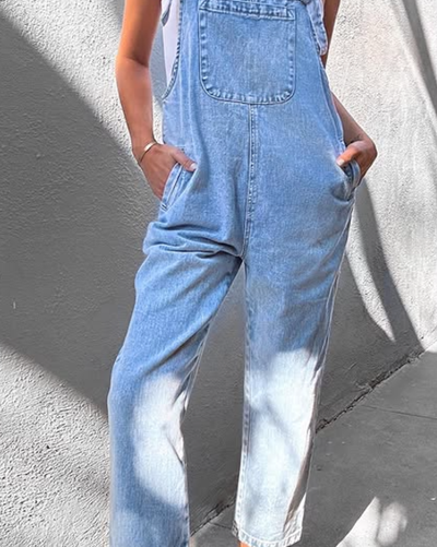 Breezy Plain Blue Strap Jumpsuit