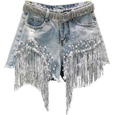 Luisa Tassel Denim Shorts