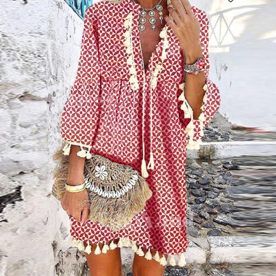 Marbella Boho Chic Tassel Mini Dress