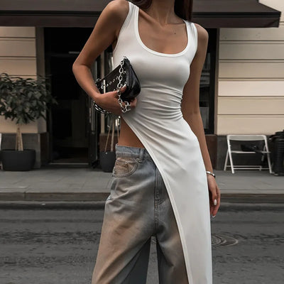 Sleeveless Asymmetric Long Top