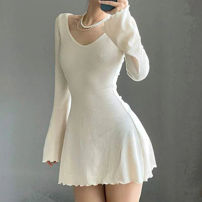 Elsa-Elegant Ribbed Knit Mini Dress