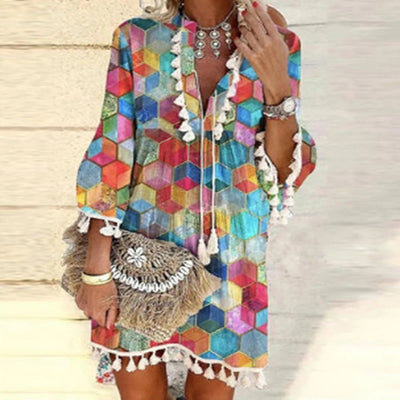 Marbella Boho Chic Tassel Mini Dress