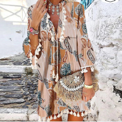 Marbella Boho Chic Tassel Mini Dress