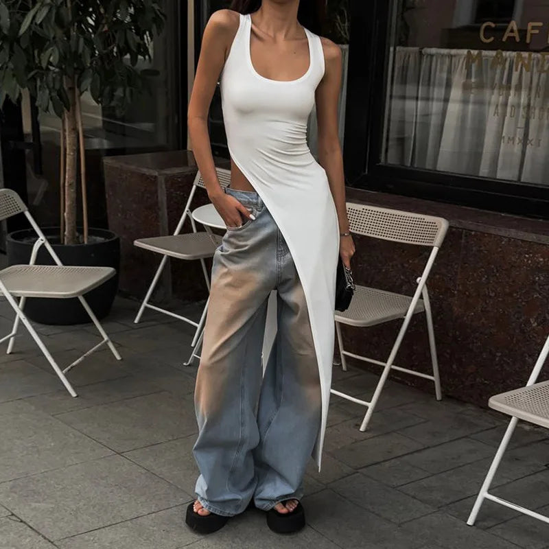 Sleeveless Asymmetric Long Top