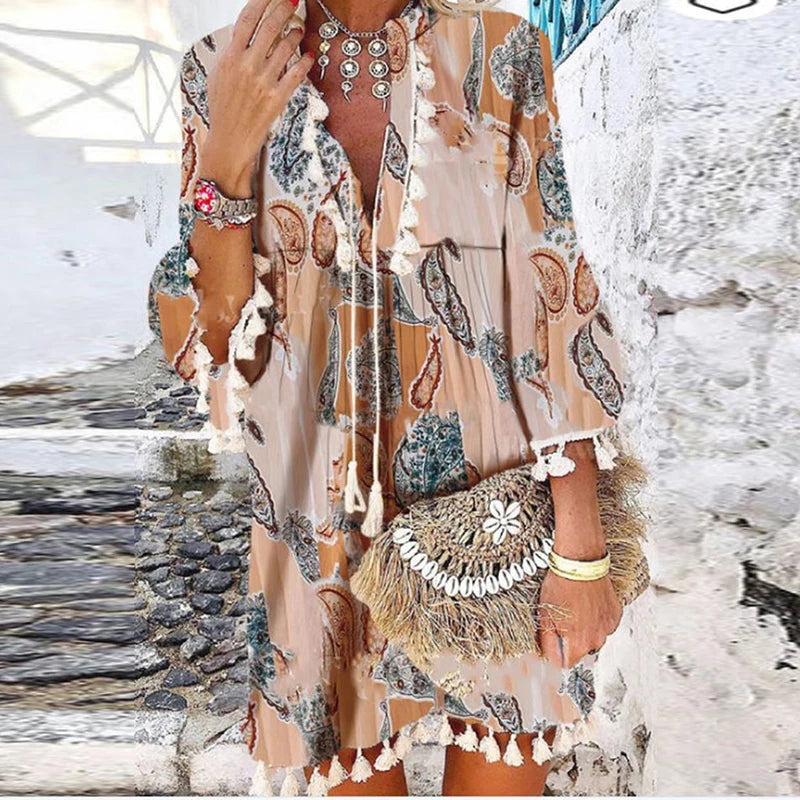 Marbella Boho Chic Tassel Mini Dress