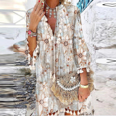 Marbella Boho Chic Tassel Mini Dress