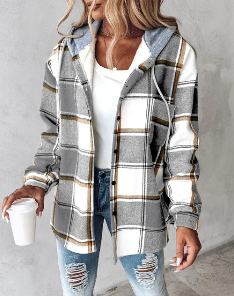 Lorenza | Checkered Hooded Jacket