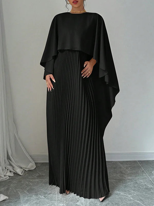 Celine™ | Pleated Cape Maxi Dress