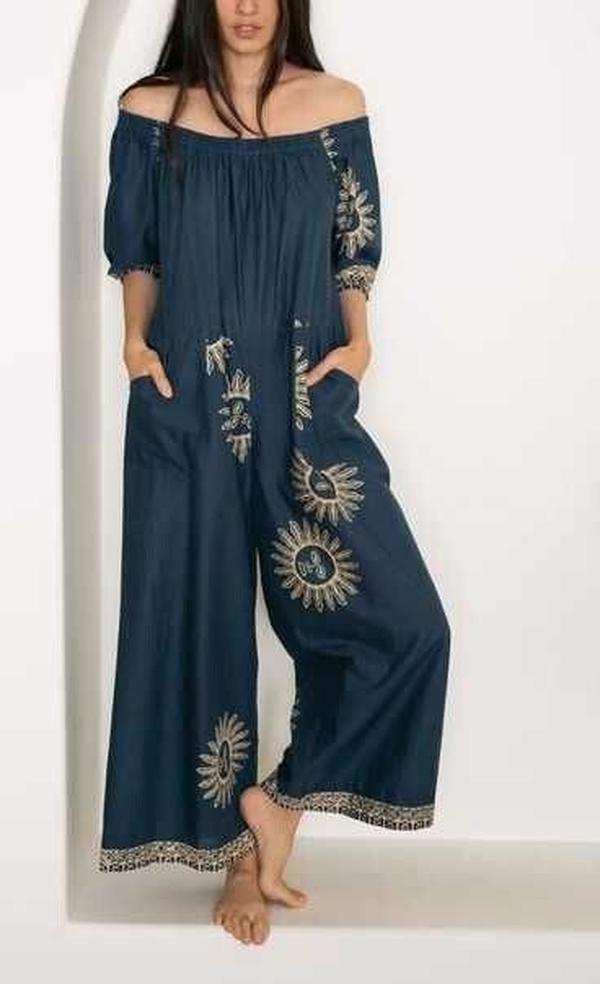 Trendy Blue Long Sleeve Jumpsuit