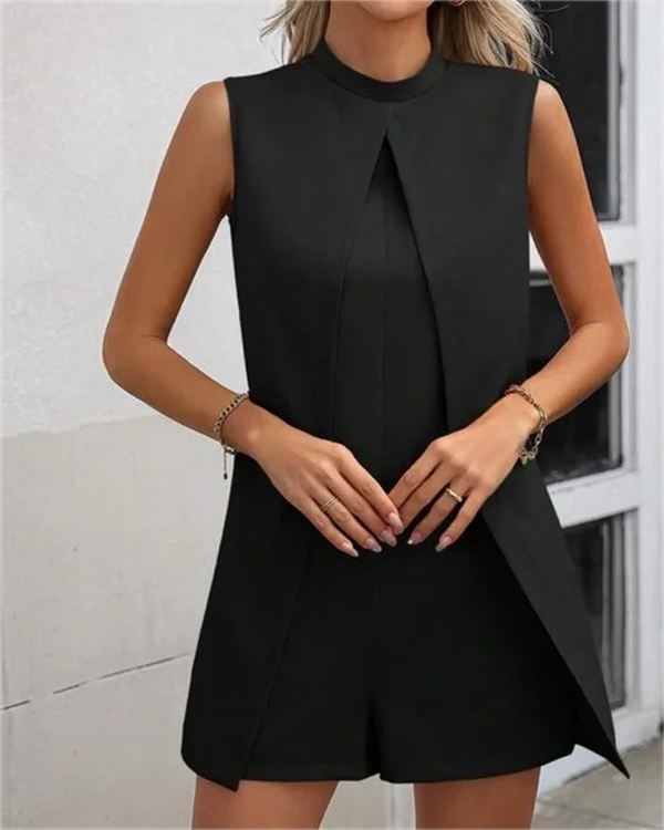 Black Plain Sleeveless Jumpsuit