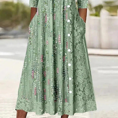 Fresh Green Square Neck Midi Dress