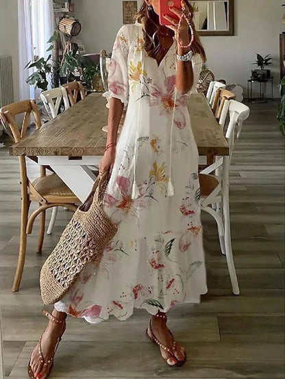 Ava - Elegant boho dress with tummy cover