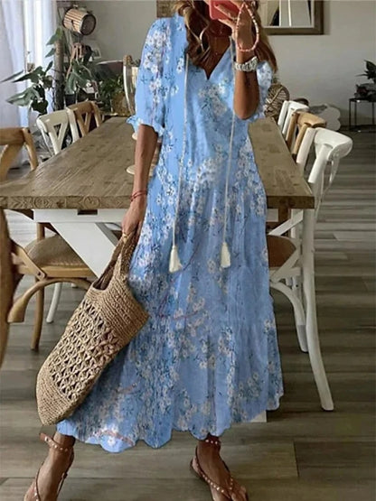 Ava - Elegant boho dress with tummy cover