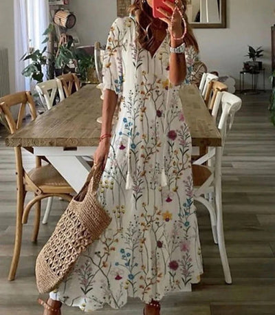 Ava - Elegant boho dress with tummy cover