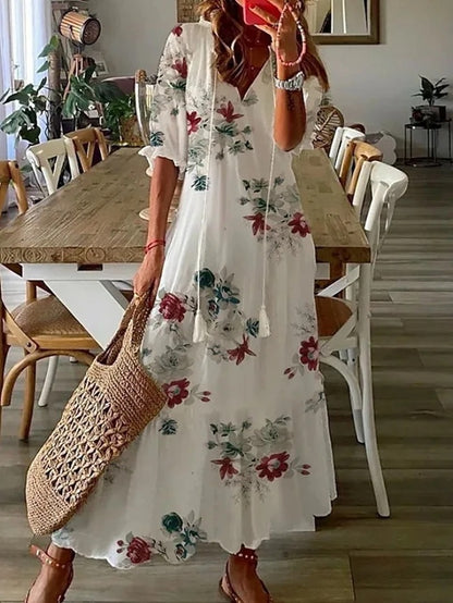 Ava - Elegant boho dress with tummy cover